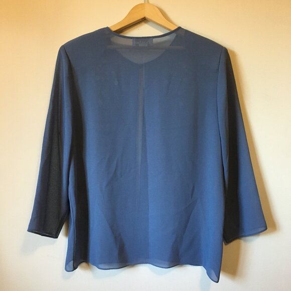 Art Nouveau Floral Embroidered Chiffon Open Blouse - Picture 3 of 15